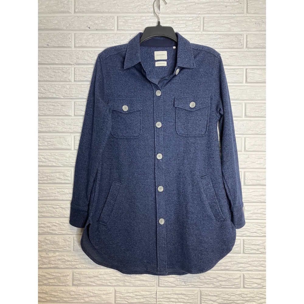7 Diamonds generation long sleeve Shacket blue‎ brushed flannel women's size 4